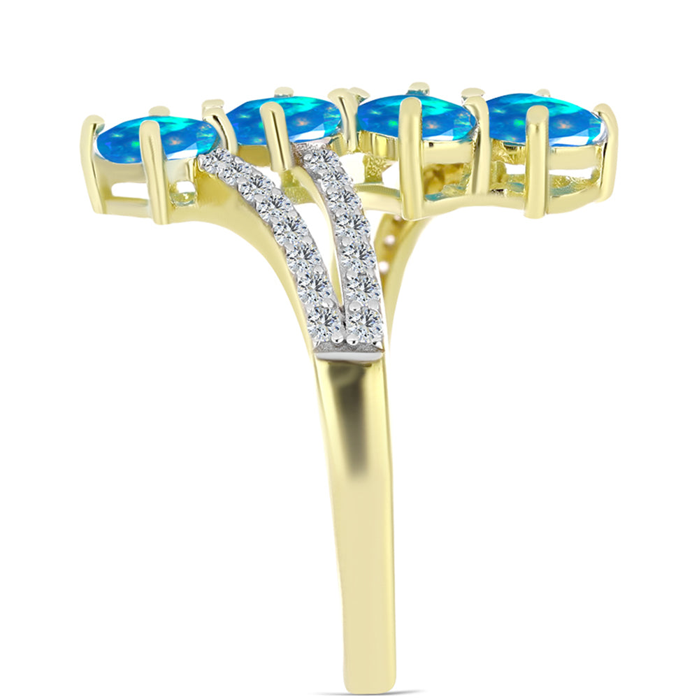 Kullattu hopeaSormus Etiopialaisella Paratiisiopaalilla ja Valkoisella Topaasilla 4 