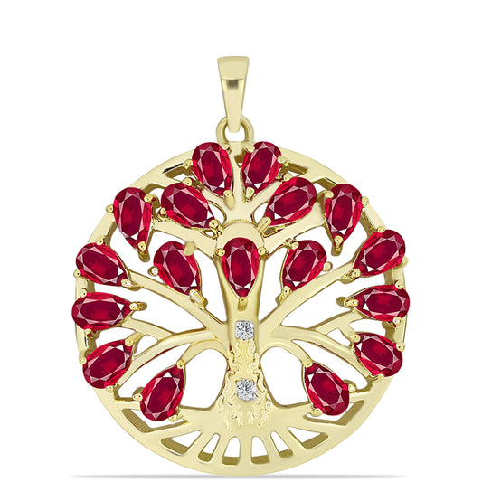 Kullattu hopeaRiipus Malagassin Rubiinilla ja Valkoisella Topaasilla