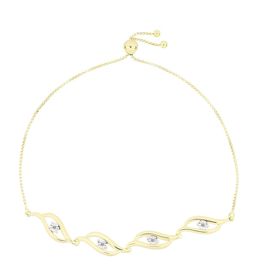 Kullattu hopeaRannekoru Valkoisella Timantilla