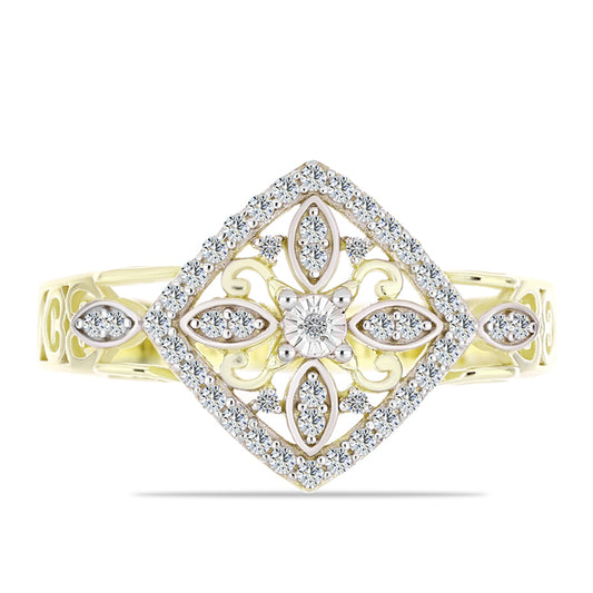 Kullattu hopeaSormus Valkoisella Timantilla ja Valkoisella Topaasilla