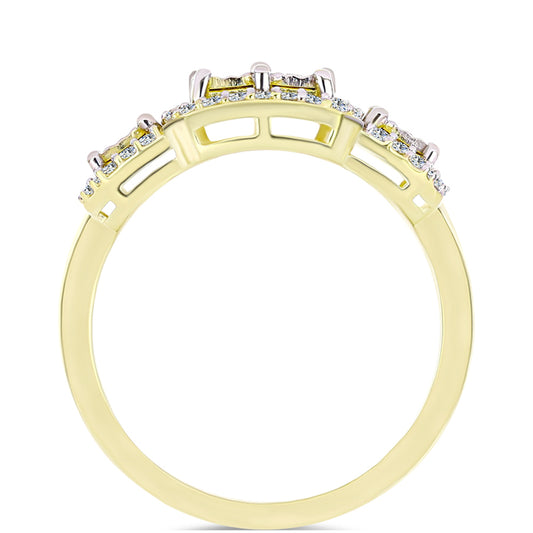 Kullattu hopeaSormus Valkoisella Timantilla ja Valkoisella Topaasilla