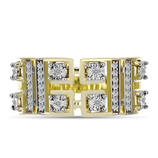 Kullattu hopeaSormus Valkoisella Timantilla ja Valkoisella Topaasilla