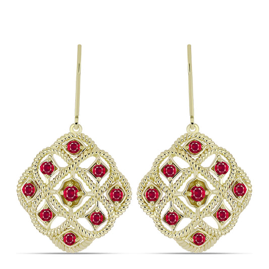 Kullatut hopeat Korvakorut Malagassin Rubiinilla