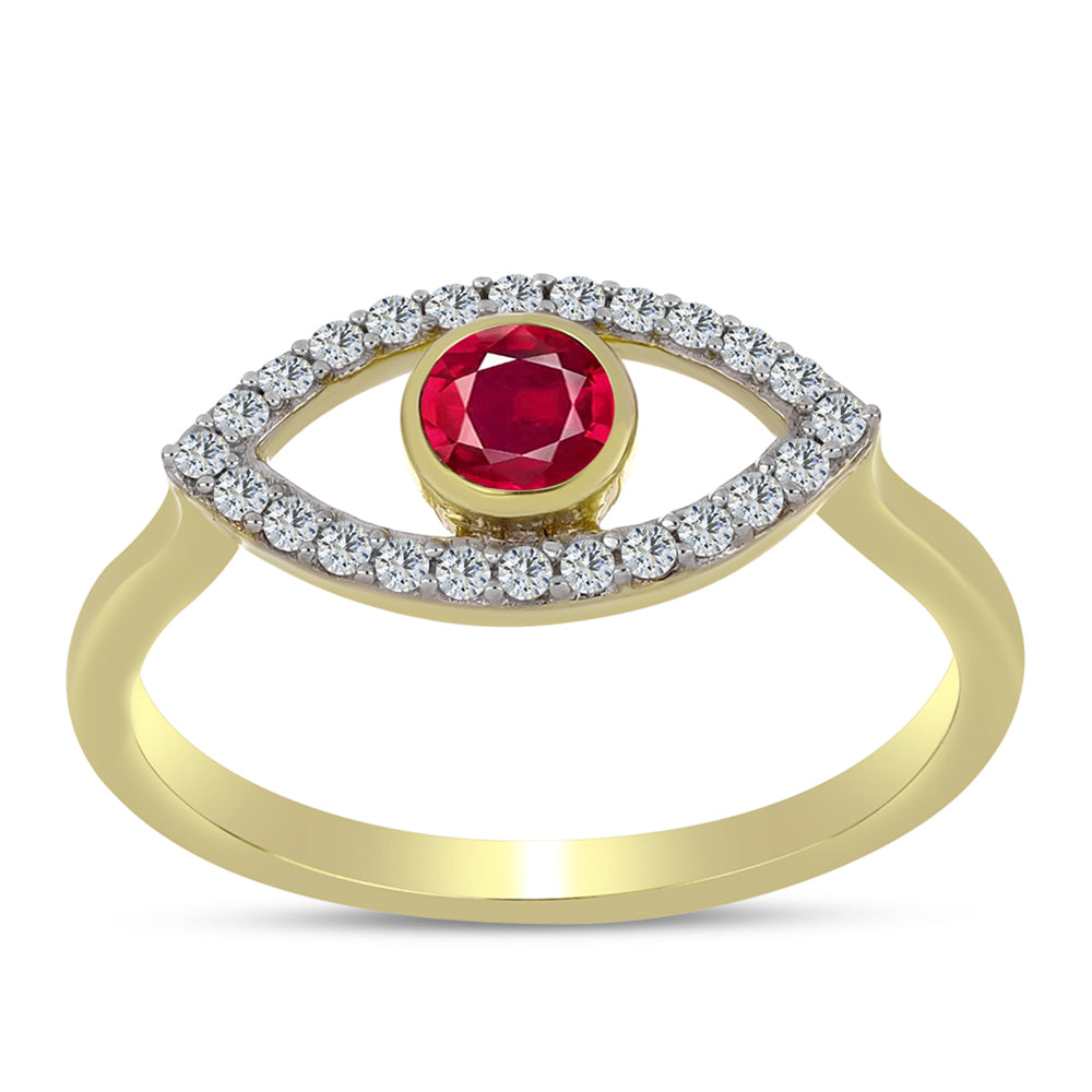 Kullattu hopeaSormus Malagassin Rubiinilla ja Valkoisella Topaasilla