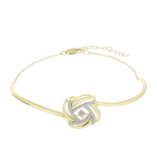 Kullattu hopeaRannekoru Valkoisella Timantilla ja Valkoisella Topaasilla