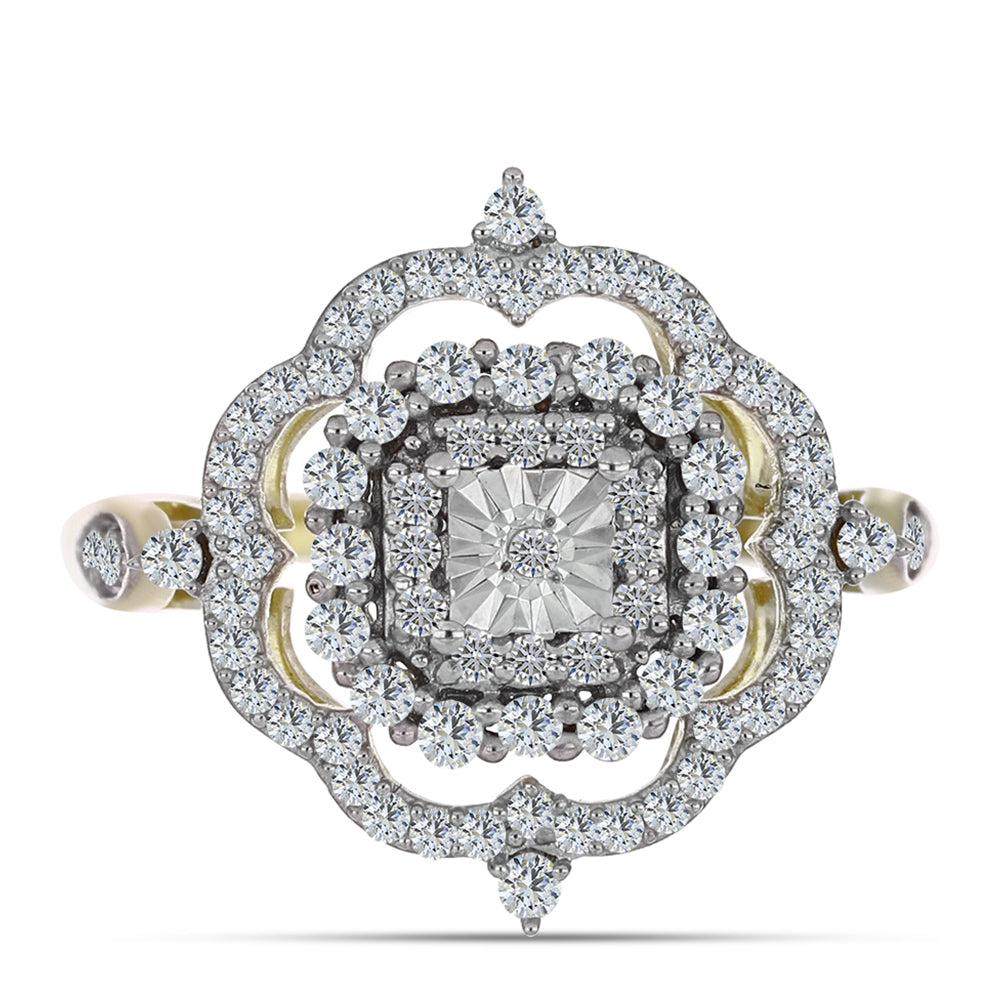 Kullattu hopeaSormus Valkoisella Timantilla ja Valkoisella Topaasilla 1 