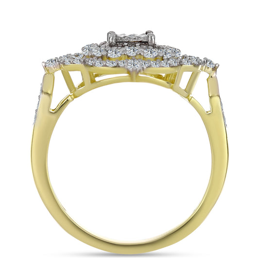 Kullattu hopeaSormus Valkoisella Timantilla ja Valkoisella Topaasilla