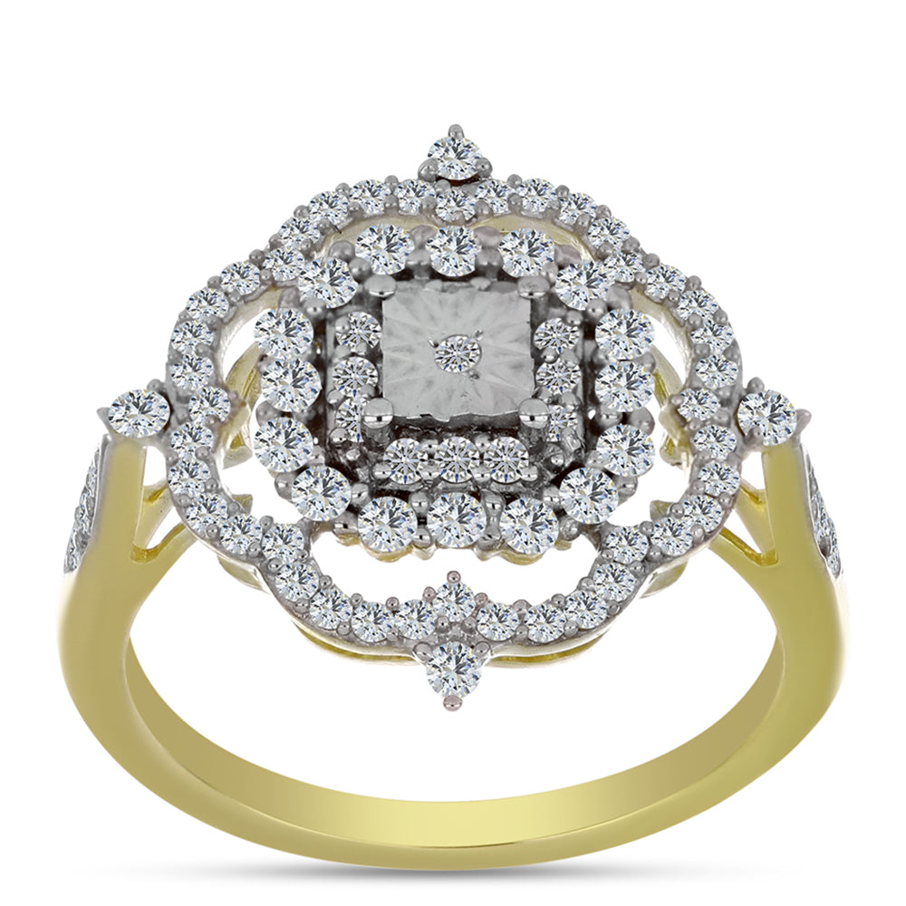 Kullattu hopeaSormus Valkoisella Timantilla ja Valkoisella Topaasilla 3 