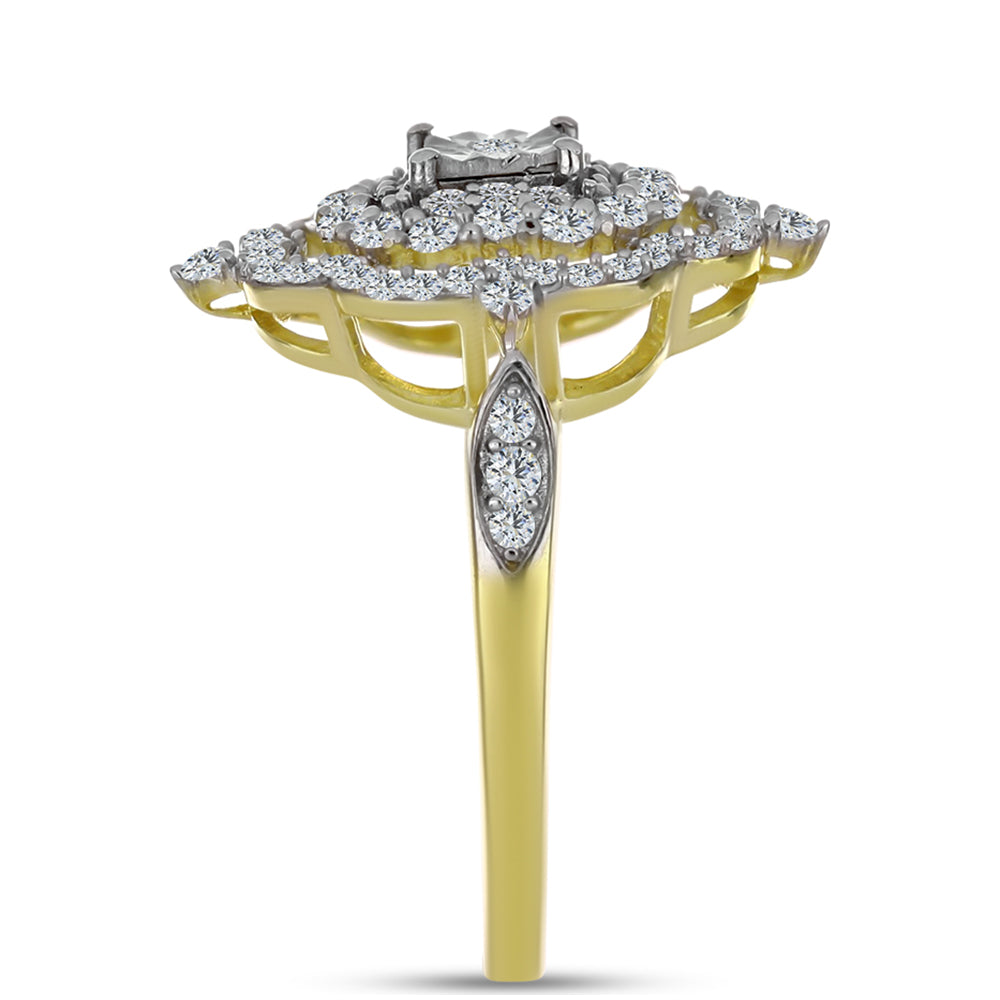 Kullattu hopeaSormus Valkoisella Timantilla ja Valkoisella Topaasilla 4 