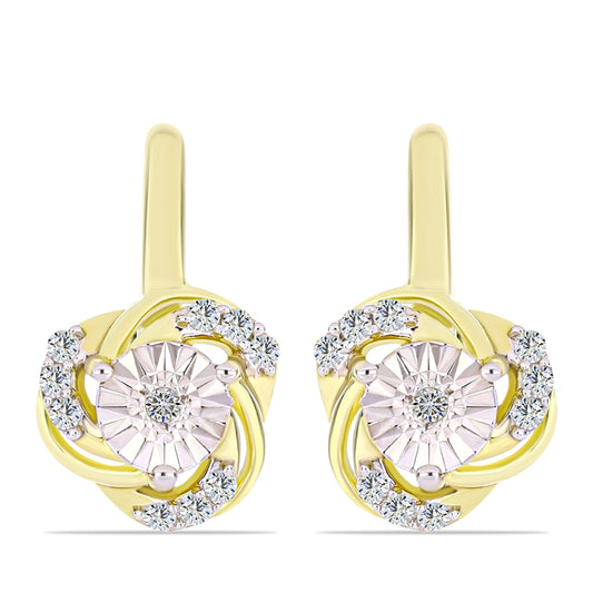 Kullatut hopeat Korvakorut Valkoisella Timantilla ja Valkoisella Topaasilla