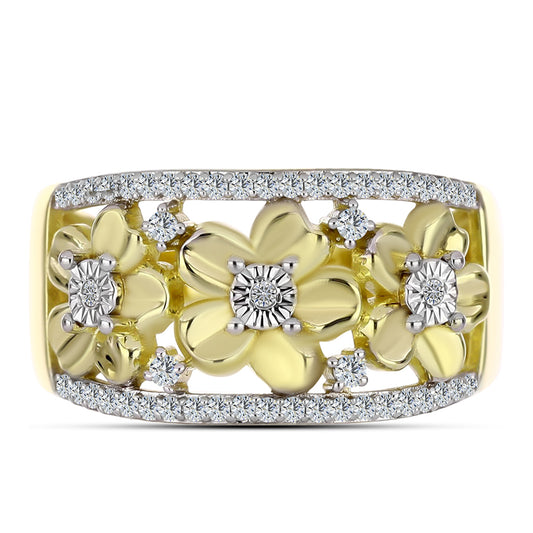 Kullattu hopeaSormus Valkoisella Timantilla ja Valkoisella Topaasilla