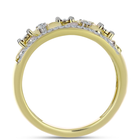 Kullattu hopeaSormus Valkoisella Timantilla ja Valkoisella Topaasilla