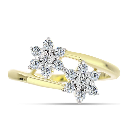 Kullattu hopeaSormus Valkoisella Timantilla ja Valkoisella Topaasilla