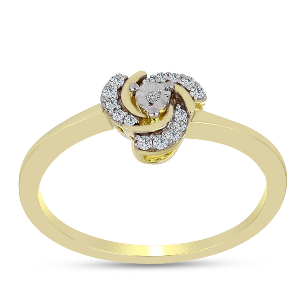 Kullattu hopeaSormus Valkoisella Timantilla ja Valkoisella Topaasilla