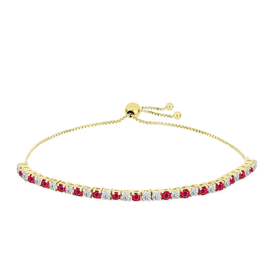 Kullattu hopeaRannekoru Malagassin Rubiinilla ja Valkoisella Topaasilla