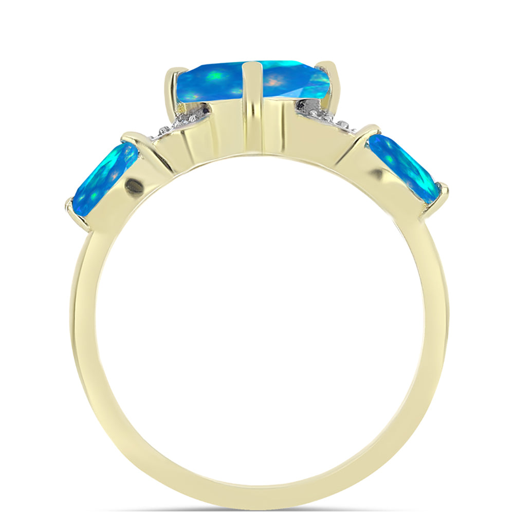 Kullattu hopeaSormus Etiopialaisella Paratiisiopaalilla ja Valkoisella Topaasilla 2 