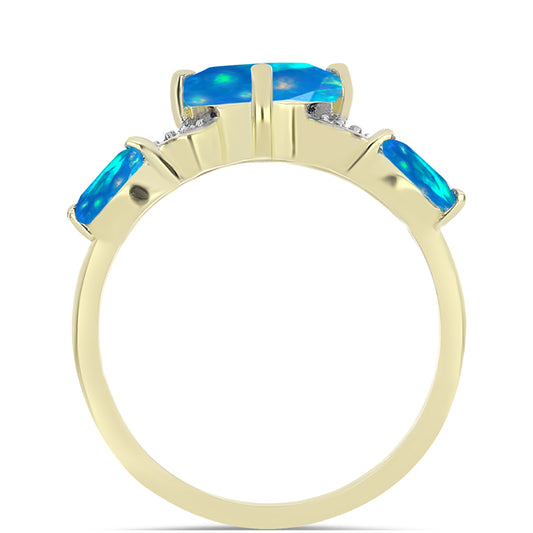 Kullattu hopeaSormus Etiopialaisella Paratiisiopaalilla ja Valkoisella Topaasilla