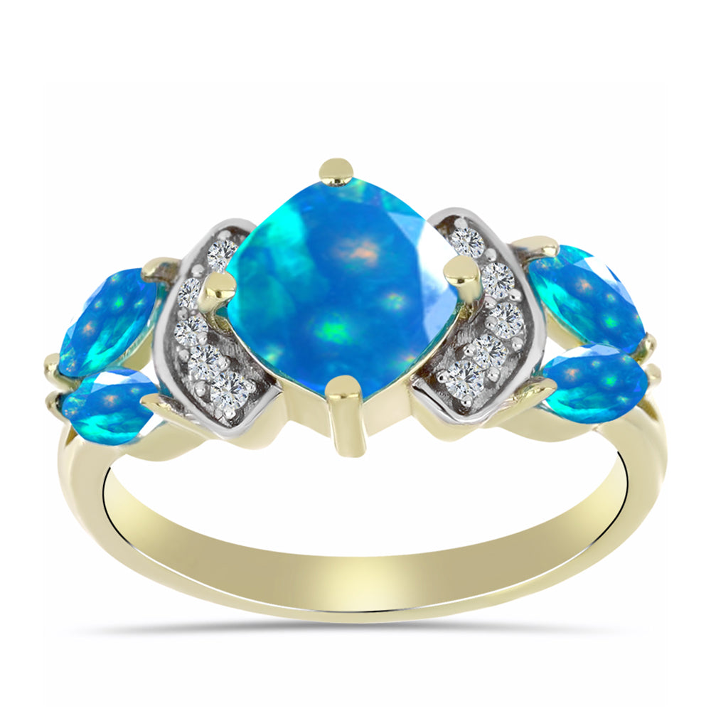 Kullattu hopeaSormus Etiopialaisella Paratiisiopaalilla ja Valkoisella Topaasilla