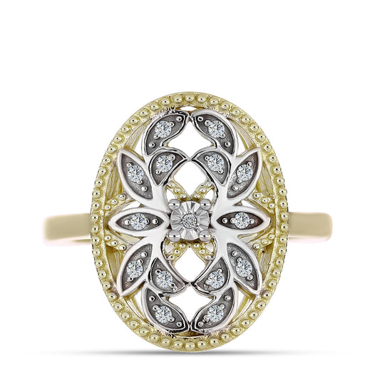 Kullattu hopeaSormus Valkoisella Timantilla ja Valkoisella Topaasilla