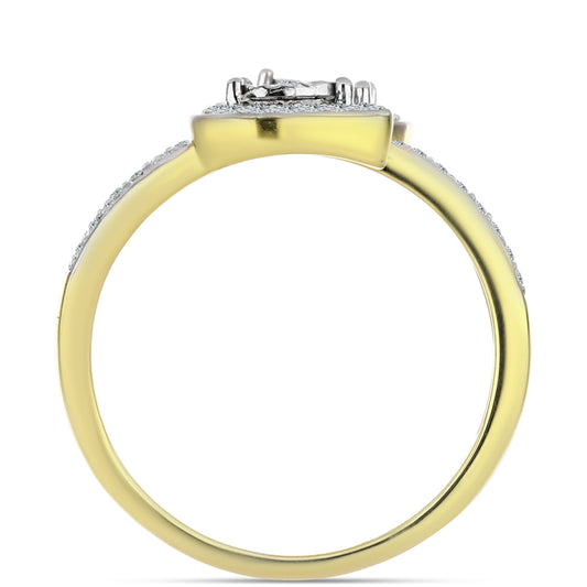 Kullattu hopeaSormus Valkoisella Timantilla ja Valkoisella Topaasilla