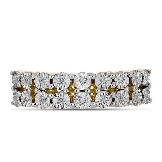 Kullattu hopeaSormus Valkoisella Timantilla