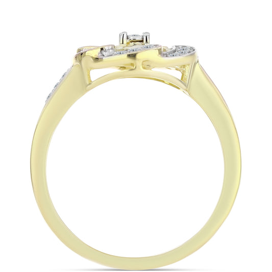 Kullattu hopeaSormus Valkoisella Timantilla ja Valkoisella Topaasilla