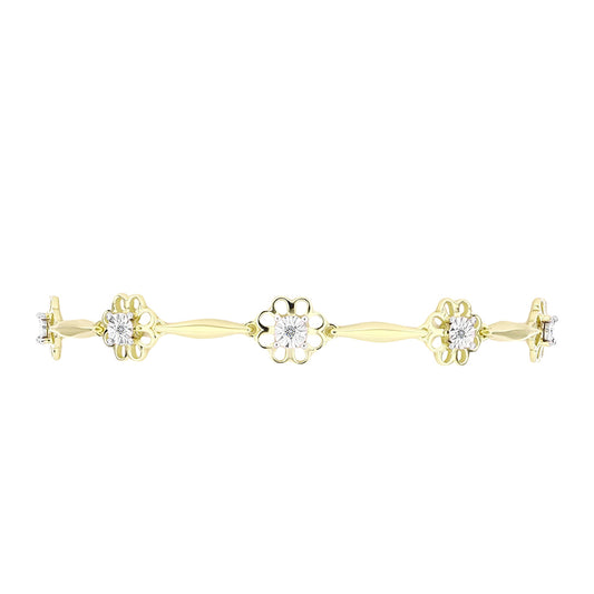 Kullattu hopeaRannekoru Valkoisella Timantilla