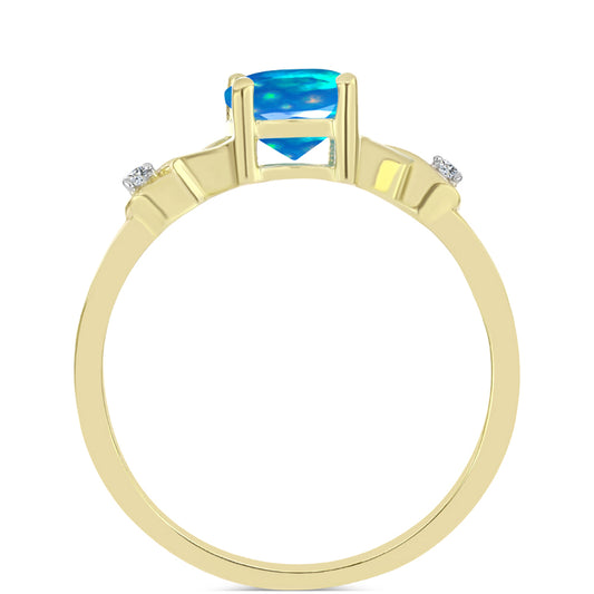 Kullattu hopeaSormus Etiopialaisella Paratiisiopaalilla ja Valkoisella Topaasilla