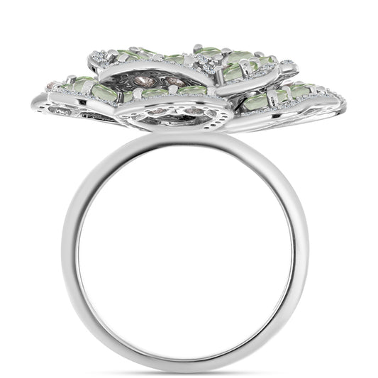 HopeaSormus Vihreällä Ametistilla ja Valkoisella Topaasilla