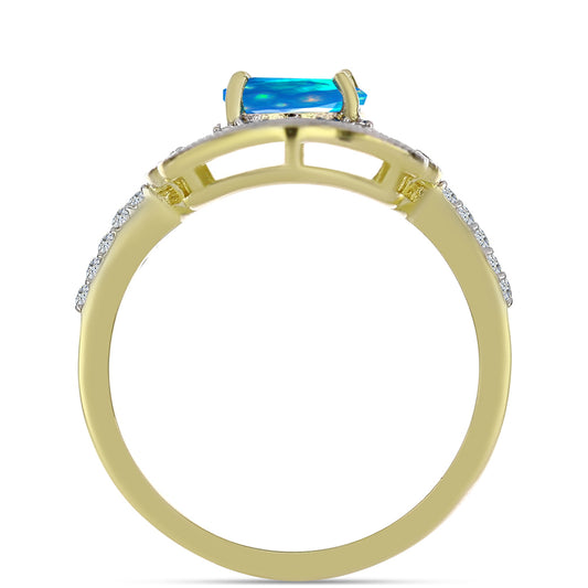 Kullattu hopeaSormus Etiopialaisella Paratiisiopaalilla ja Valkoisella Topaasilla