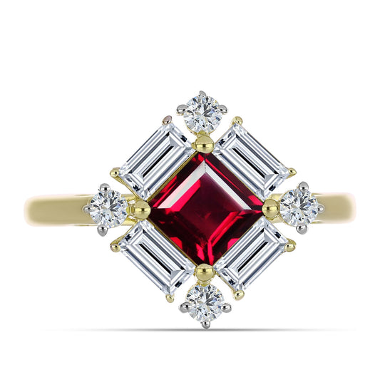 Kullattu hopeaSormus Rodoliitti Granaatilla ja Valkoisella Topaasilla