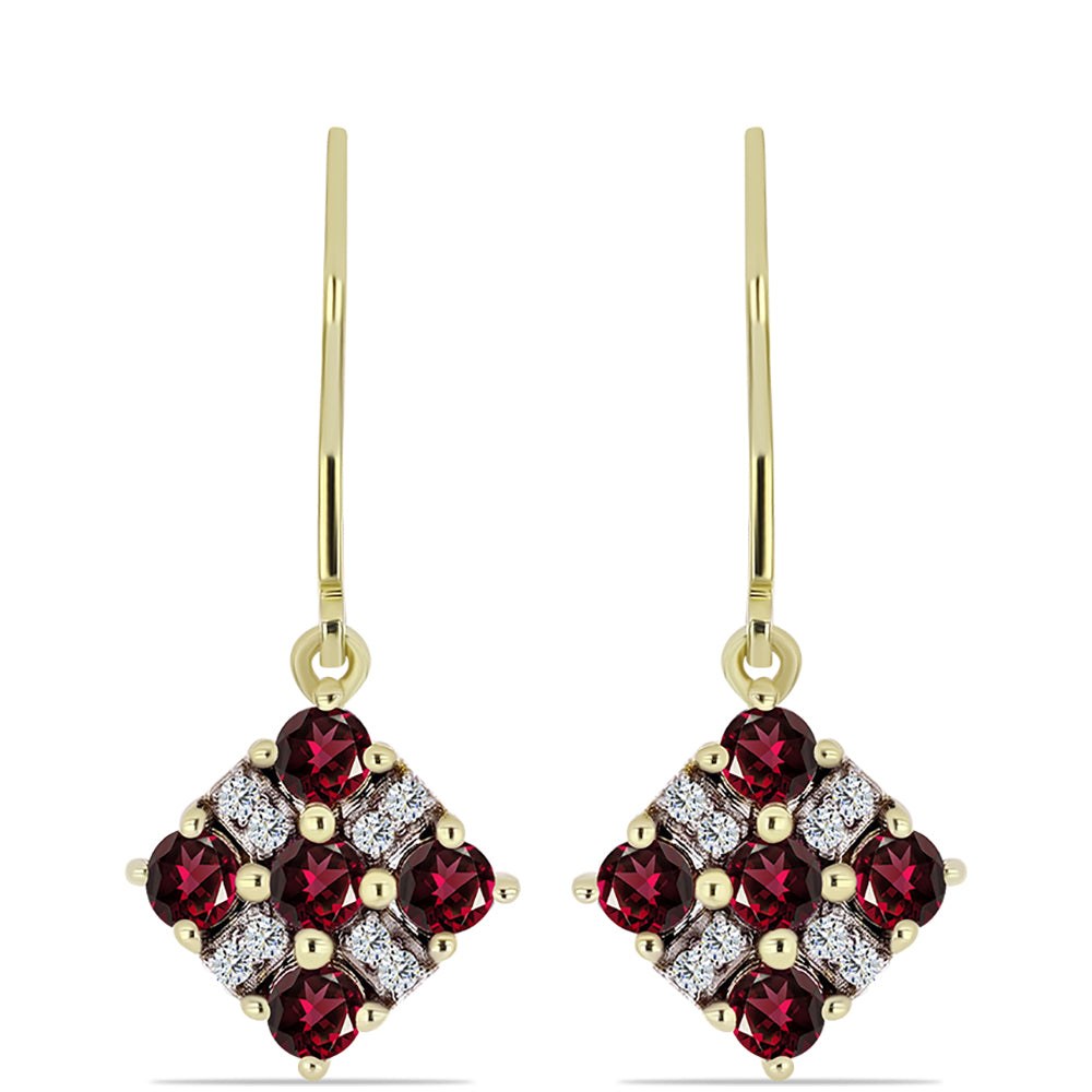 Kullatut hopeat Korvakorut Rodoliitti Granaatilla ja Valkoisella Topaasilla