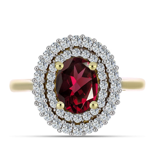 Kullattu hopeaSormus Rodoliitti Granaatilla ja Valkoisella Topaasilla