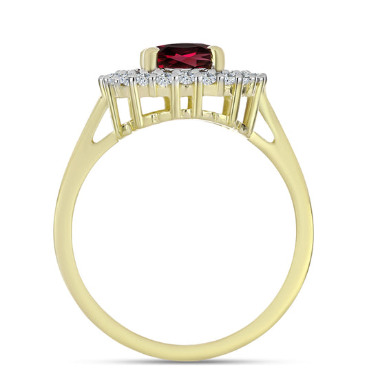 Kullattu hopeaSormus Rodoliitti Granaatilla ja Valkoisella Topaasilla