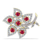 Kullattu hopeaRintaneula Malagassin Rubiinilla ja Valkoisella Topaasilla