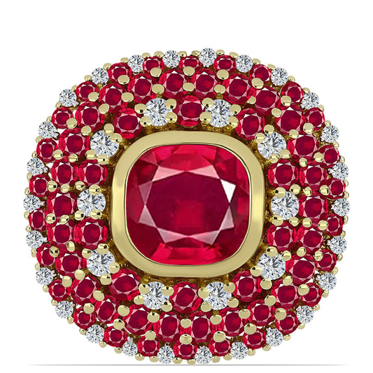 Kullattu hopeaSormus Malagassin Rubiinilla ja Valkoisella Topaasilla