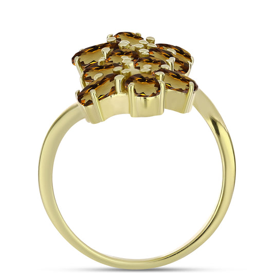 Kullattu hopeaSormus Konjakin Värisellä Kvartsilla