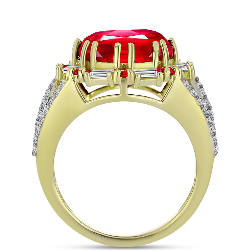 Kullattu hopeaSormus Punaisella Akaatilla ja Valkoisella Zirkonilla