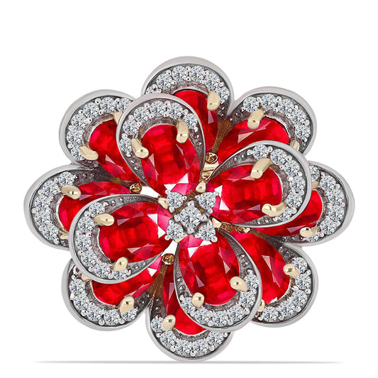 Kullattu hopeaSormus Punaisella Akaatilla ja Valkoisella Topaasilla