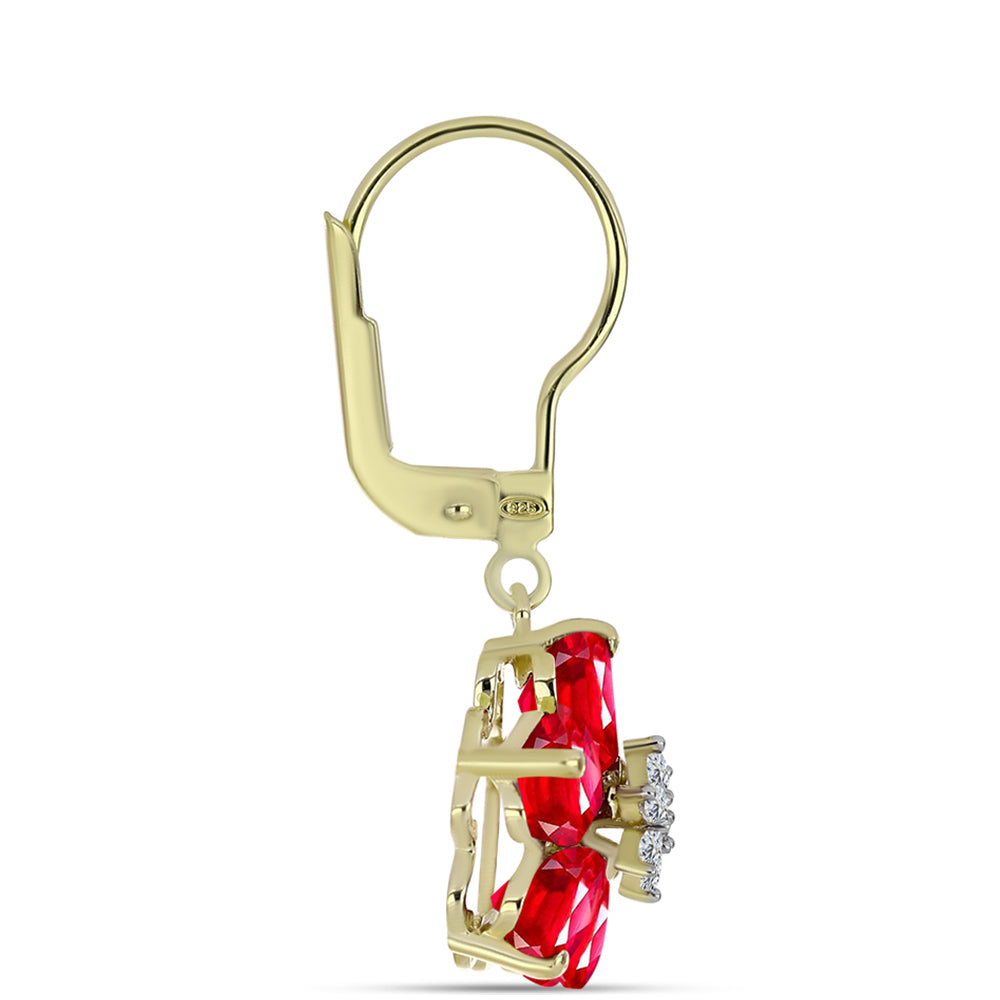 Kullatut hopeat Korvakorut Punaisella Akaatilla ja Valkoisella Topaasilla