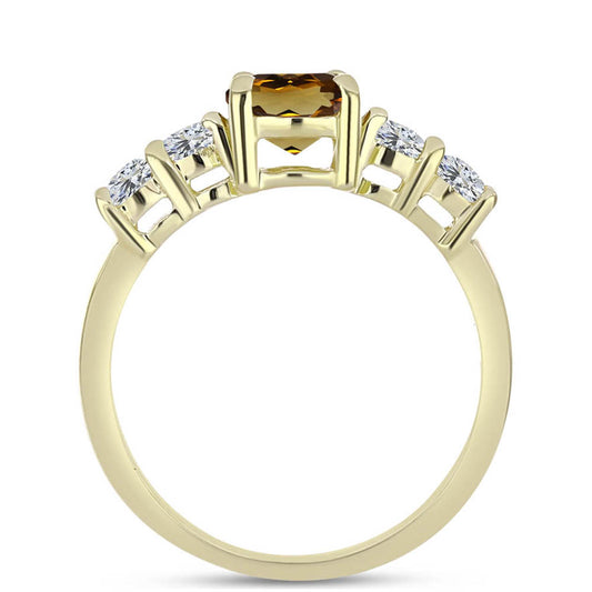 Kullattu hopeaSormus Konjakin Värisellä Kvartsilla ja Valkoisella Topaasilla