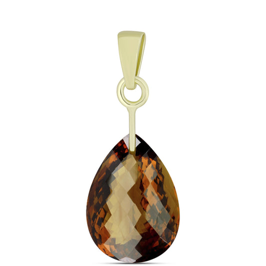 Kullattu hopeaRiipus Konjakin Värisellä Kvartsilla