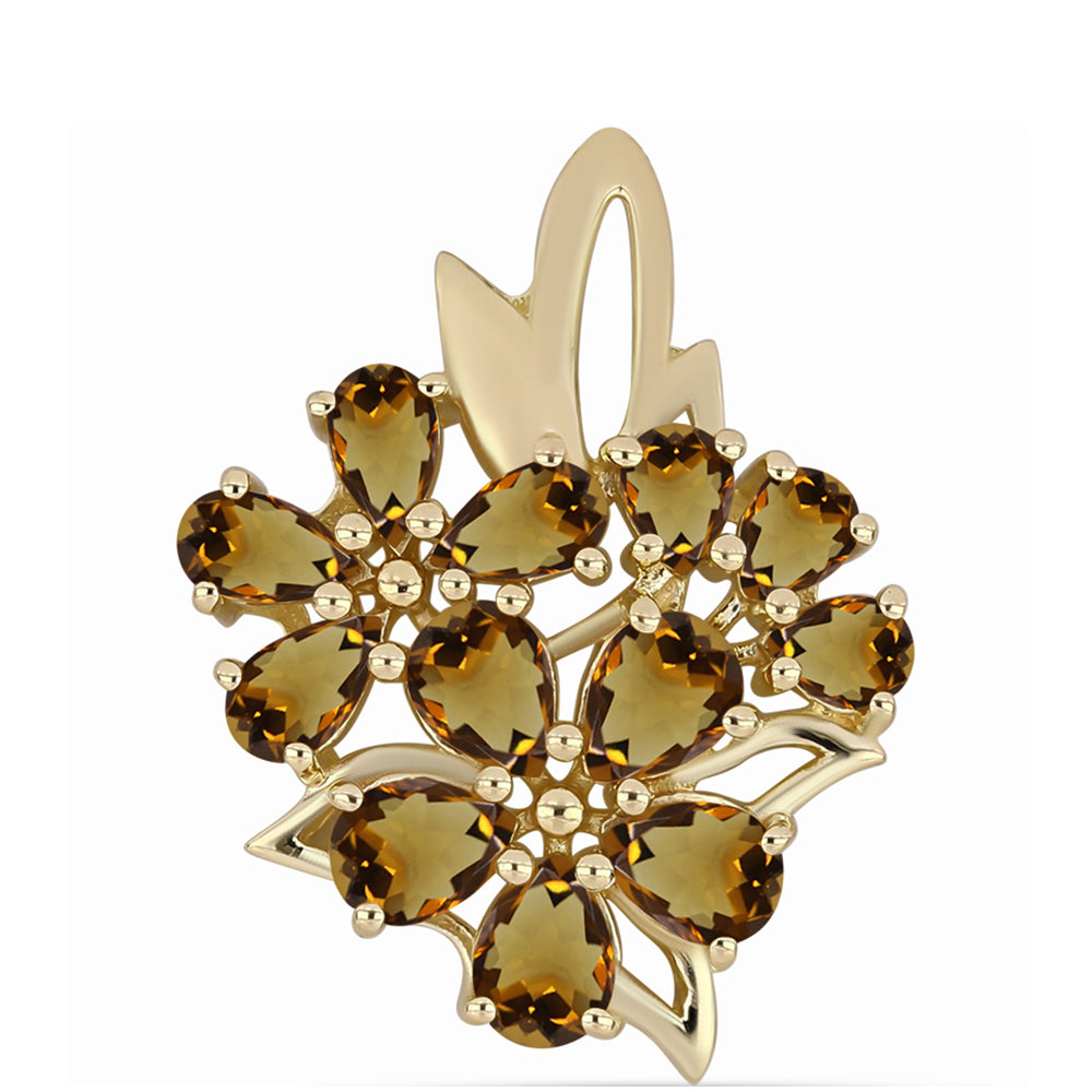 Kullattu hopeaRiipus Konjakin Värisellä Kvartsilla