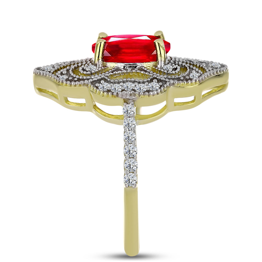 Kullattu hopeaSormus Punaisella Akaatilla ja Valkoisella Topaasilla 4 