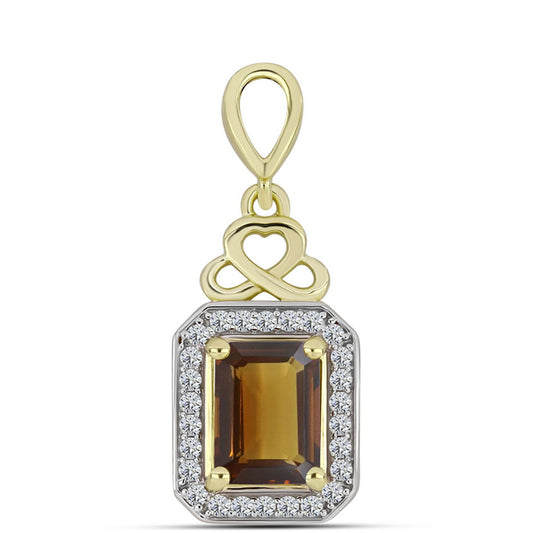 Kullattu hopeaRiipus Konjakin Värisellä Kvartsilla ja Valkoisella Topaasilla