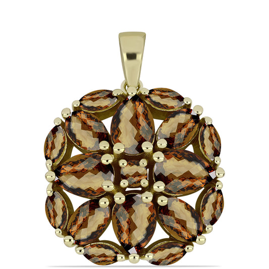 Kullattu hopeaRiipus Konjakin Värisellä Kvartsilla