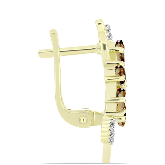 Kullatut hopeat Korvakorut Konjakin Värisellä Kvartsilla ja Valkoisella Topaasilla