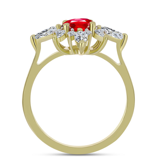 Kullattu hopeaSormus Punaisella Akaatilla ja Valkoisella Topaasilla