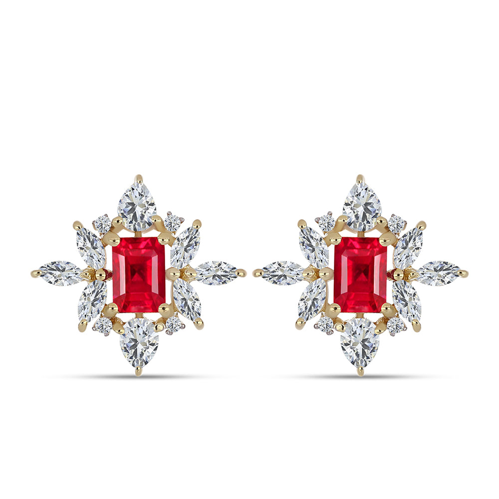 Kullatut hopeat Korvakorut Punaisella Akaatilla ja Valkoisella Topaasilla 1 