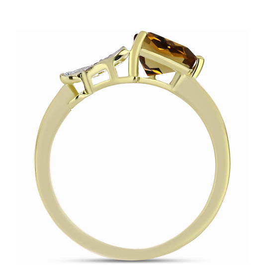 Kullattu hopeaSormus Konjakin Värisellä Kvartsilla ja Valkoisella Topaasilla